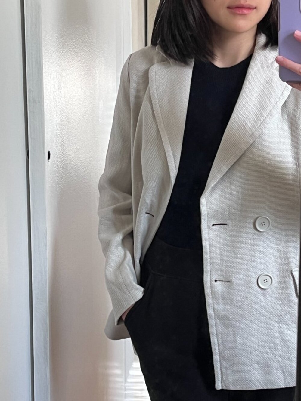 Max Mara's  Laura double-breasted linen blazer jacket